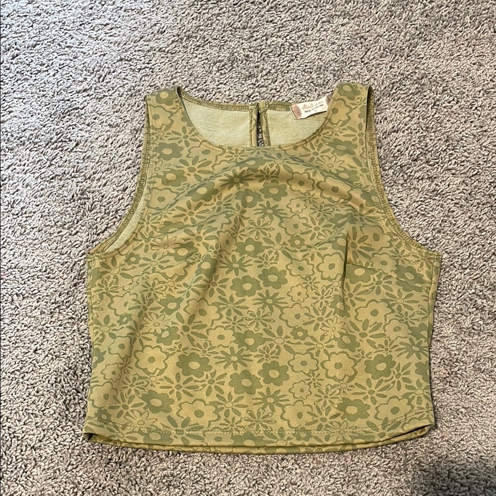 Floral Green Sleeveless Top